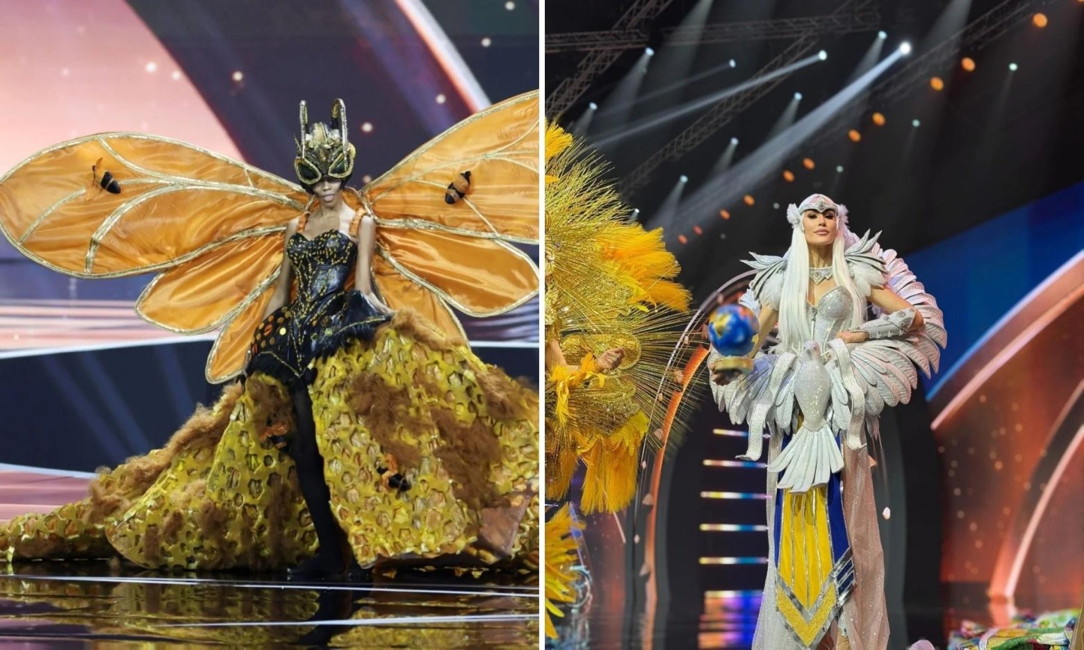 Голубіро крокоділо, вчителька географії з корпоративу та пофарбована курка: суперечки навколо  костюму «Голуб миру» на конкурсі «Міс Всесвіт»